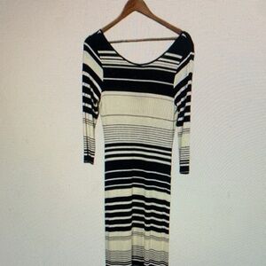 Calypso St. Barth Black and White Striped Maxi Dress